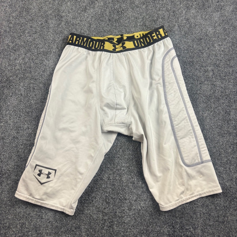 UNDER ARMOUR Men’s Compression HeatGear White Baseball Slider Shorts size Medium